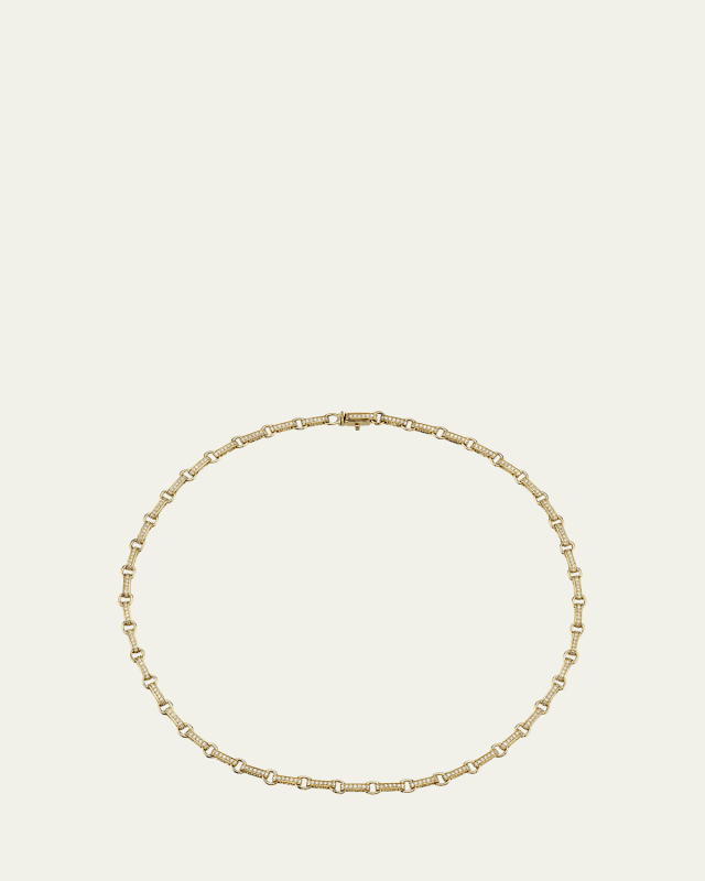 14K Yellow Gold Diamond Round Rectangle Necklace